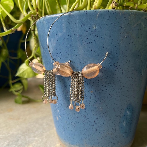 Nude Bead Hoops - Picture 2 of 3